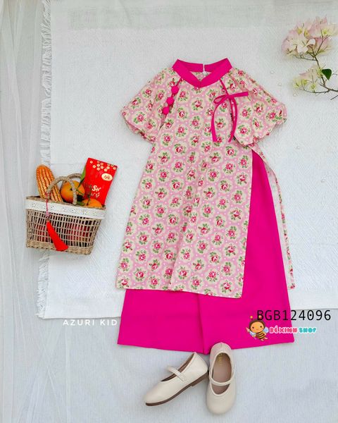 Set áo dài Azuri kết nơ dễ thương cho bé gái BGB124095