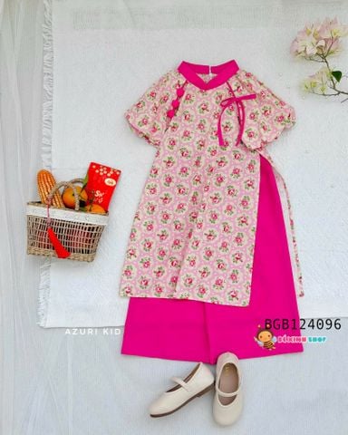 Set áo dài Azuri kết nơ dễ thương cho bé gái BGB124095