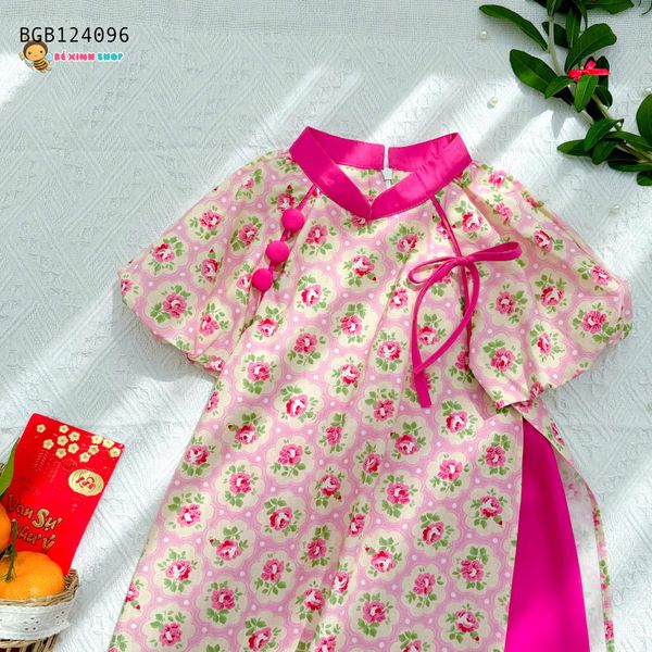 Set áo dài Azuri kết nơ dễ thương cho bé gái BGB124095