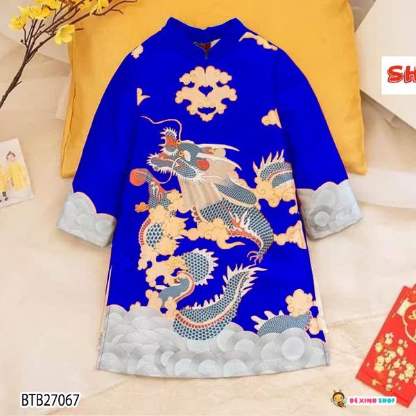 Áo dài cách tân in rồng dễ thương cho bé trai ngày Lễ Tết BTB27065
