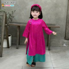 Set áo dài gấm kèm băng đô vải dễ thương cho bé gái BGB124045