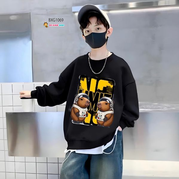 Áo dài tay thu đông in hình 3D dễ thương cho bé trai BXG1068