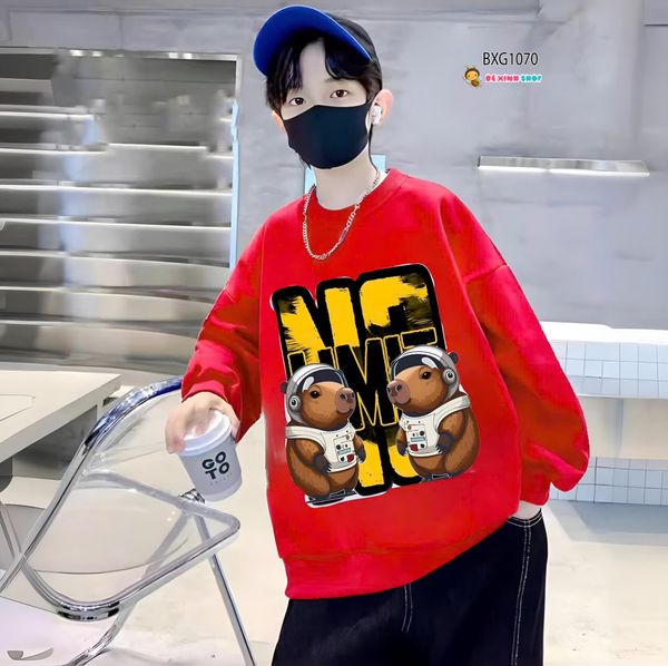 Áo dài tay thu đông in hình 3D dễ thương cho bé trai BXG1068