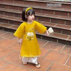 [XẢ KHO] Set áo dài tapta thêu hoa kèm cài dễ thương cho bé gái ngày Lễ Tết BGB123768