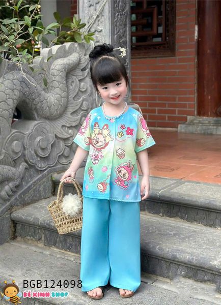 Bà ba lụa họa tiết hoạt hình dễ thương cho bé gái BGB124097