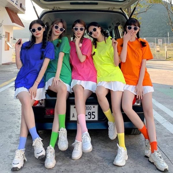 Áo trơn cổ tròn màu sắc đồng phục cho gia đình bé trai, bé gái & Bố Mẹ BXG863