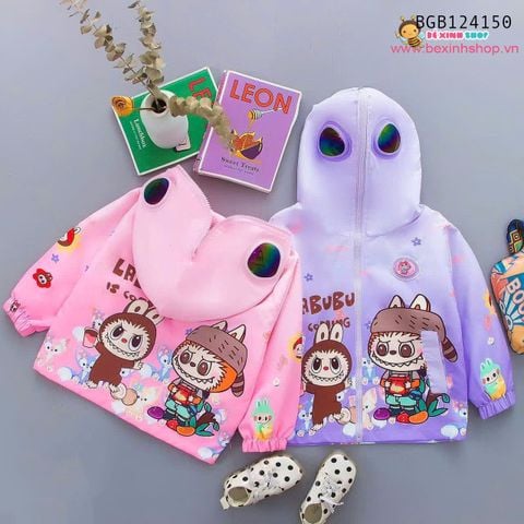 Áo khoác gió trùm đầu gắn đèn nhấp nháy Labubu (14 - 34 kg) dễ thương cho bé gái BGB124150