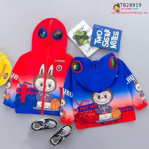 Áo khoác gió trùm đầu gắn đèn nhấp nháy (14 - 34 kg) dễ thương cho bé trai BTB28918