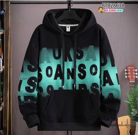 Áo hoodie in charm chữ loang MC dễ thương cho bé trai BTB28638 (PHOM RỘNG CHO BÉ 28-60KG)