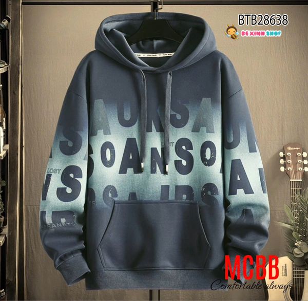 Áo hoodie in charm chữ loang MC dễ thương cho bé trai BTB28638 (PHOM RỘNG CHO BÉ 28-60KG)