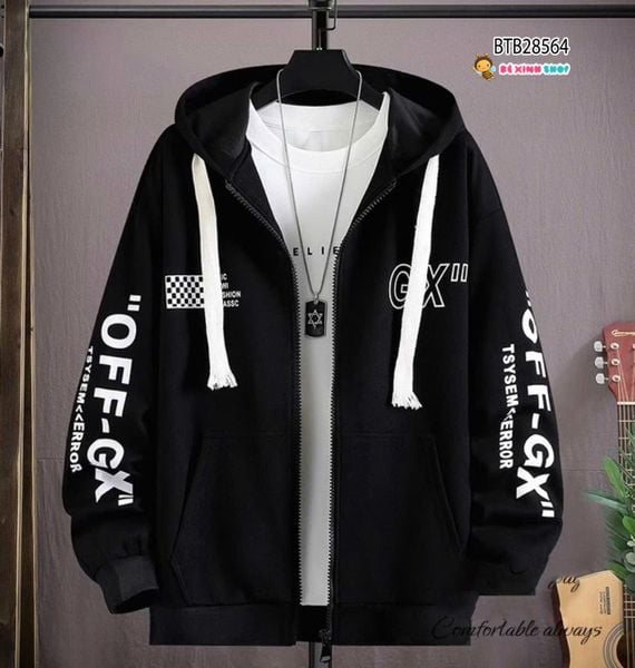 Áo khoác da cá thể  thao OFF dễ thương cho bé trai BTB28564 (PHOM RỘNG CHO BÉ 28-60KG)