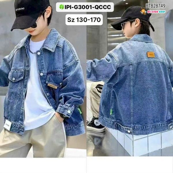 Áo khoác jean wash cực ngầu cho bé trai BTB28749