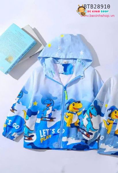 Áo khoác gió hoạt hình họa tiết khủng long (18 - 35 kg) dễ thương cho bé trai BTB28910