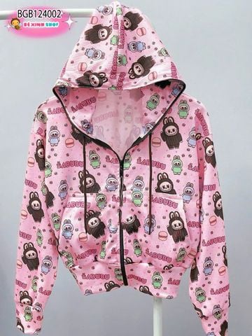 Áo khoác thô gân in  Labubu dễ thương cho bé gái BGB124002