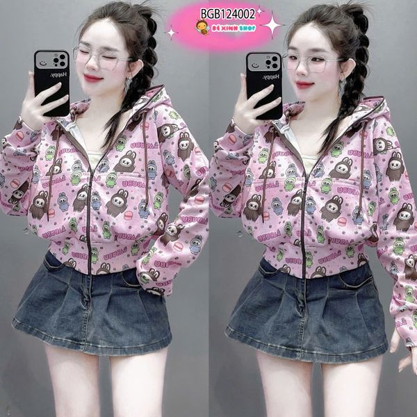 Áo khoác thô gân in  Labubu dễ thương cho bé gái BGB124002