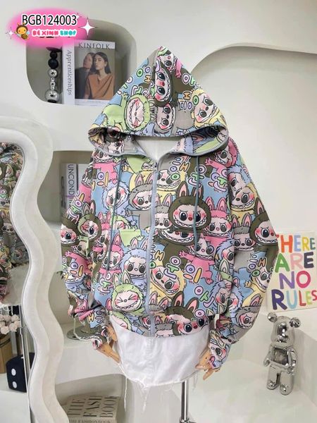 Áo khoác thô gân in  Labubu dễ thương cho bé gái BGB124002