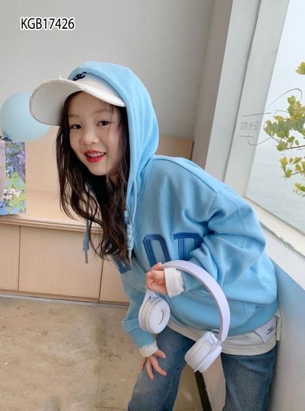 Áo khoát nón THÊU chữ dễ LKOD thương cho bé gái KGB17426