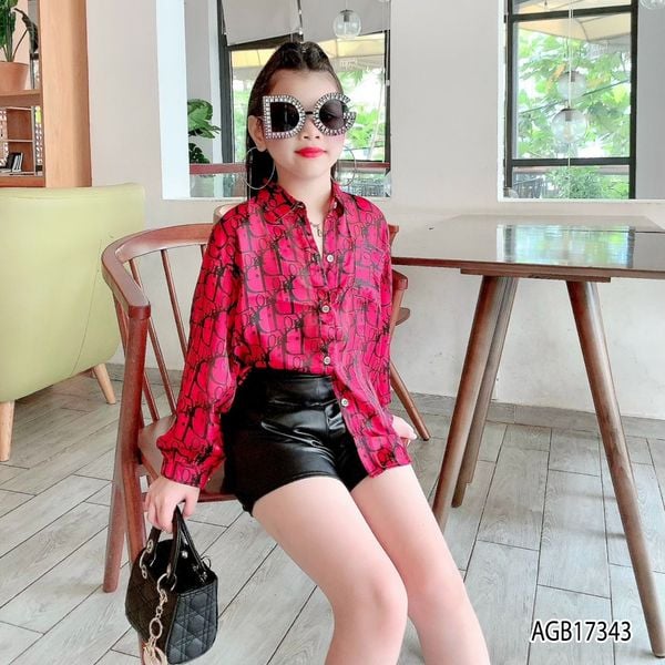 [XẢ KHO] Áo sơ mi lụa LV sang chảnh cho bé gái AGB17339