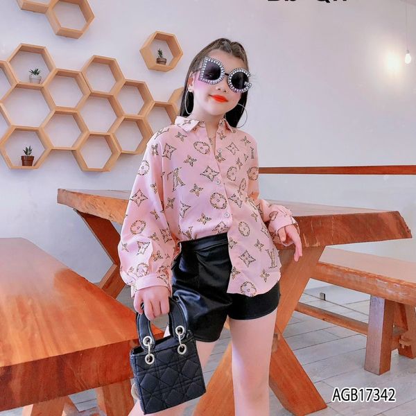 [XẢ KHO] Áo sơ mi lụa LV sang chảnh cho bé gái AGB17339