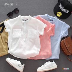 [XẢ KHO] Áo sơ mi cổ trụ phối túi dễ thương cho bé trai ATB196805