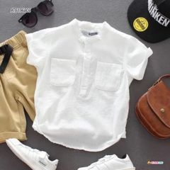 [XẢ KHO] Áo sơ mi cổ trụ phối túi dễ thương cho bé trai ATB196805