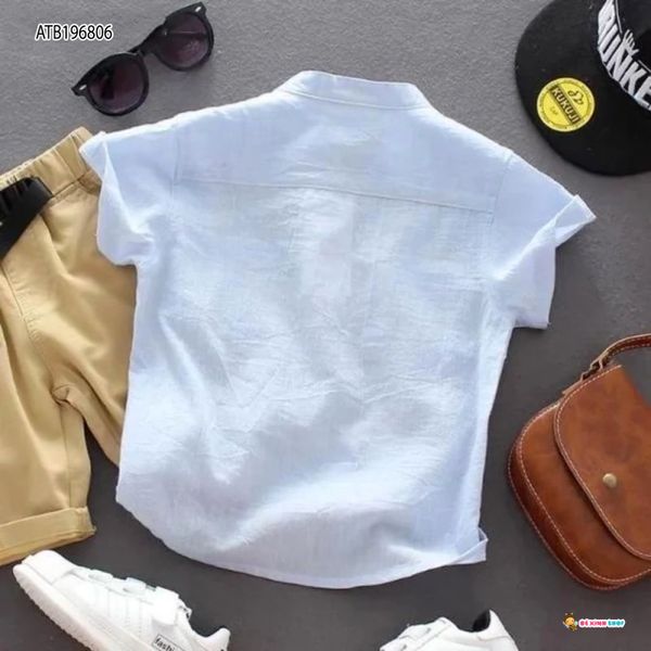 [XẢ KHO] Áo sơ mi cổ trụ phối túi dễ thương cho bé trai ATB196805