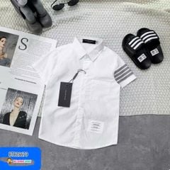 Áo sơ mi trắng ngắn tay phối sọc dễ thương cho bé trai BTB28679