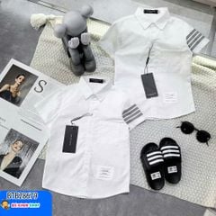 Áo sơ mi trắng ngắn tay phối sọc dễ thương cho bé trai BTB28679