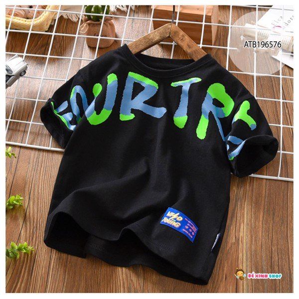 [XẢ KHO] Áo thun in chữ nối tay dễ thương cho bé trai ATB196575