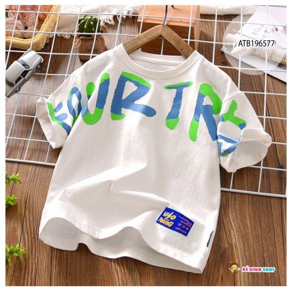 [XẢ KHO] Áo thun in chữ nối tay dễ thương cho bé trai ATB196575