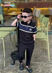 Áo thun cổ trụ thêu Logo tròn dễ thương cho bé trai BTB28648