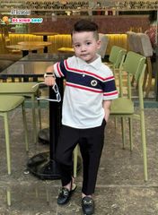 Áo thun cổ trụ thêu Logo tròn dễ thương cho bé trai BTB28648