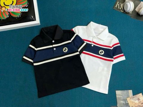 Áo thun cổ trụ thêu Logo tròn dễ thương cho bé trai BTB28648