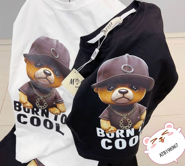 Áo thun gia đình in cún BURN TO COOL dễ thương cho bé trai & bé gái ATB196967