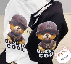 Áo thun gia đình in cún BURN TO COOL dễ thương cho bé trai & bé gái ATB196967