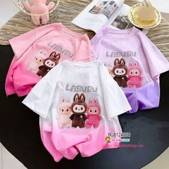 Áo thun loang Labubu đính hạt nổi QCCC (22-47kg) dễ thương cho bé gái BGB124064