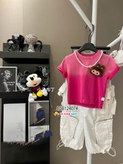 Áo thun bé gái wash màu (KÈM GẤU BÔNG) QCCC dễ thương cho bé gái AGB124074