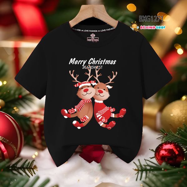 Áo thun Cotton Noel dễ thương cho bé trai & bé gái mùa Giáng Sinh BXG1270