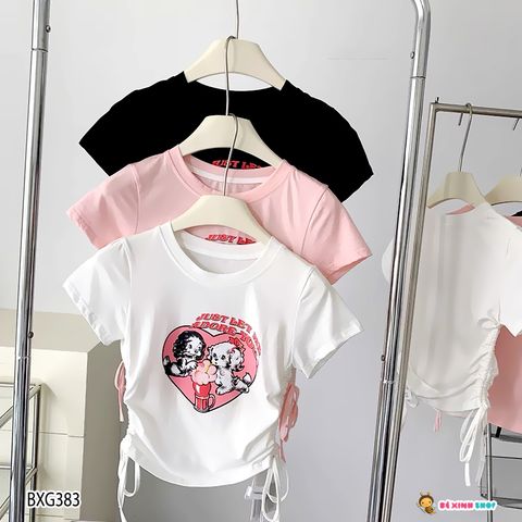 [XẢ KHO] Áo thun rút dây cún tim dễ thương cho bé gái BXG383