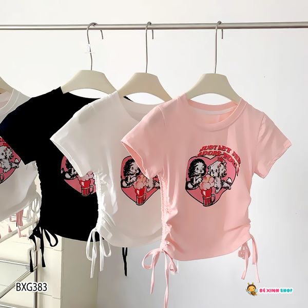 Áo thun rút dây cún tim dễ thương cho bé gái BXG383