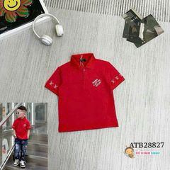 Áo thun cổ bẻ L.V thêu tay dễ thương cho bé trai ATB28826