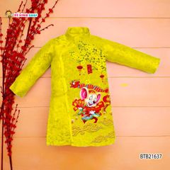 Áo dài gấm cách tân in chuột Ngày Tết dễ thương cho bé trai BTB21637