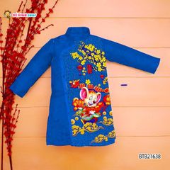 Áo dài gấm cách tân in chuột Ngày Tết dễ thương cho bé trai BTB21637