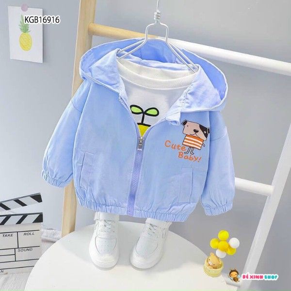[XẢ KHO] Áo khoác nón in cún chữ dễ thương cho bé gái KGB16916