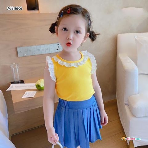 [XẢ KHO] Áo thun gân viền ren dễ thương cho bé gái AGB16904