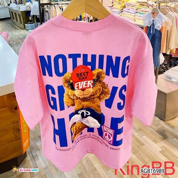 [XẢ KHO] thun in gấu chữ dễ thương cho bé gái AGB16987