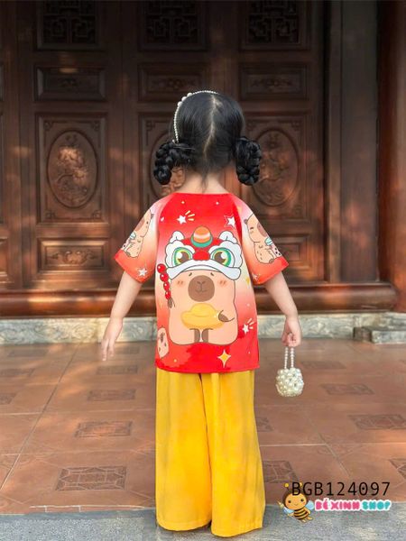 Bà ba lụa họa tiết hoạt hình dễ thương cho bé gái BGB124097