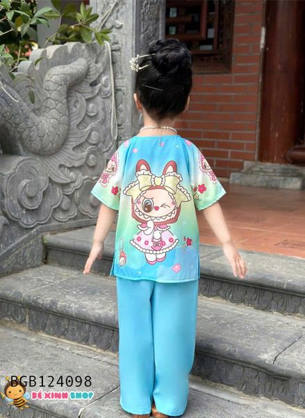 Bà ba lụa họa tiết hoạt hình dễ thương cho bé gái BGB124097