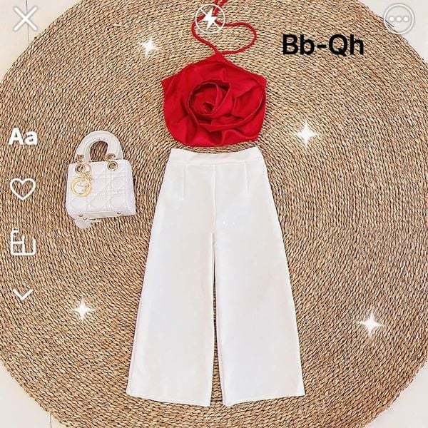 Set áo hoa nổi quần ống suông dễ thương cho bé gái BGB123208