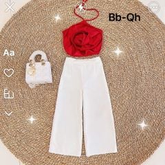 Set áo hoa nổi quần ống suông dễ thương cho bé gái BGB123208